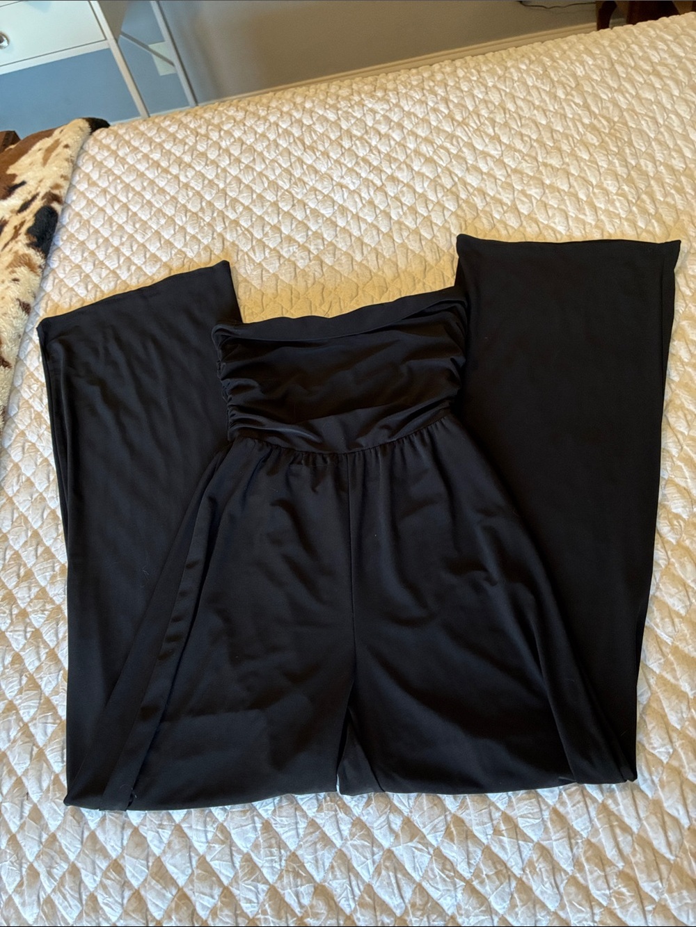 Wide-Leg Black Strapless Jumpsuit